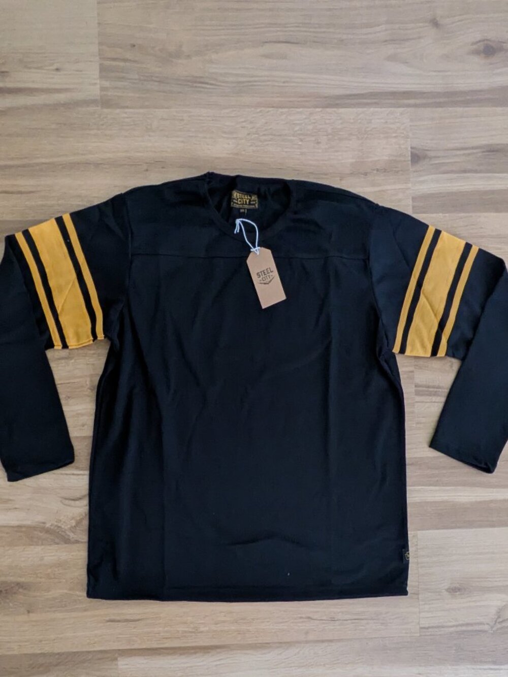 NWT Steel City Football Long Sleeve Crewneck Shirt XXL Black Gold Stripes